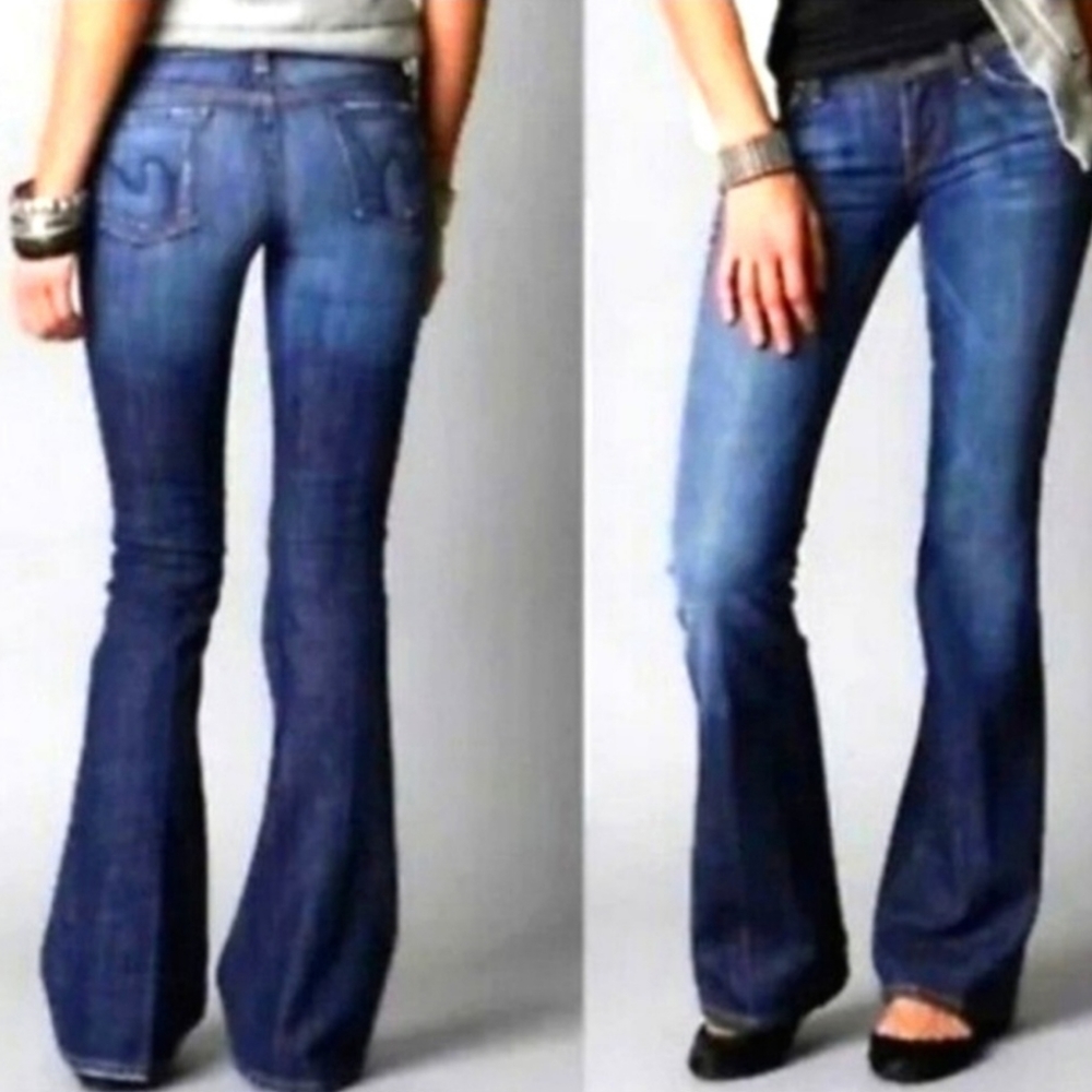 Citizens of Humanity Size 26 Ingrid Low-Rise Flare Leg Jeans Medium Blue Wash